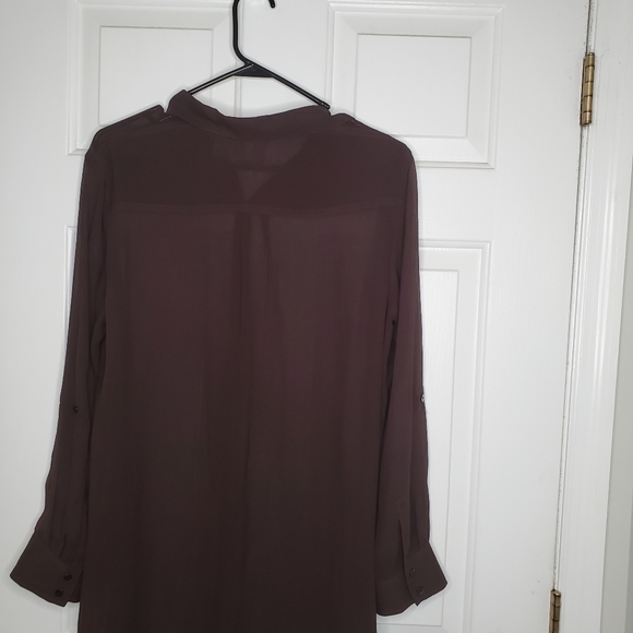 Chico's Size 2 Silk Button Down Brown - Picture 3 of 5